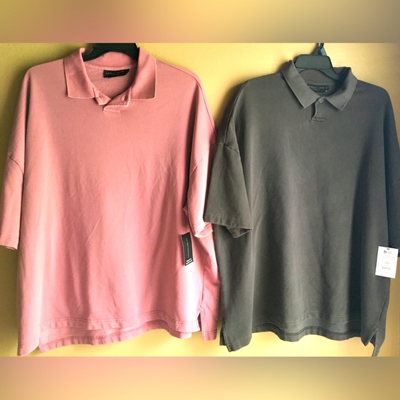 No Boundaries - 2 Polo Shirts - Oversize Fit Size X-LARGE Gray And Pink NWT - Picture 1 of 5
